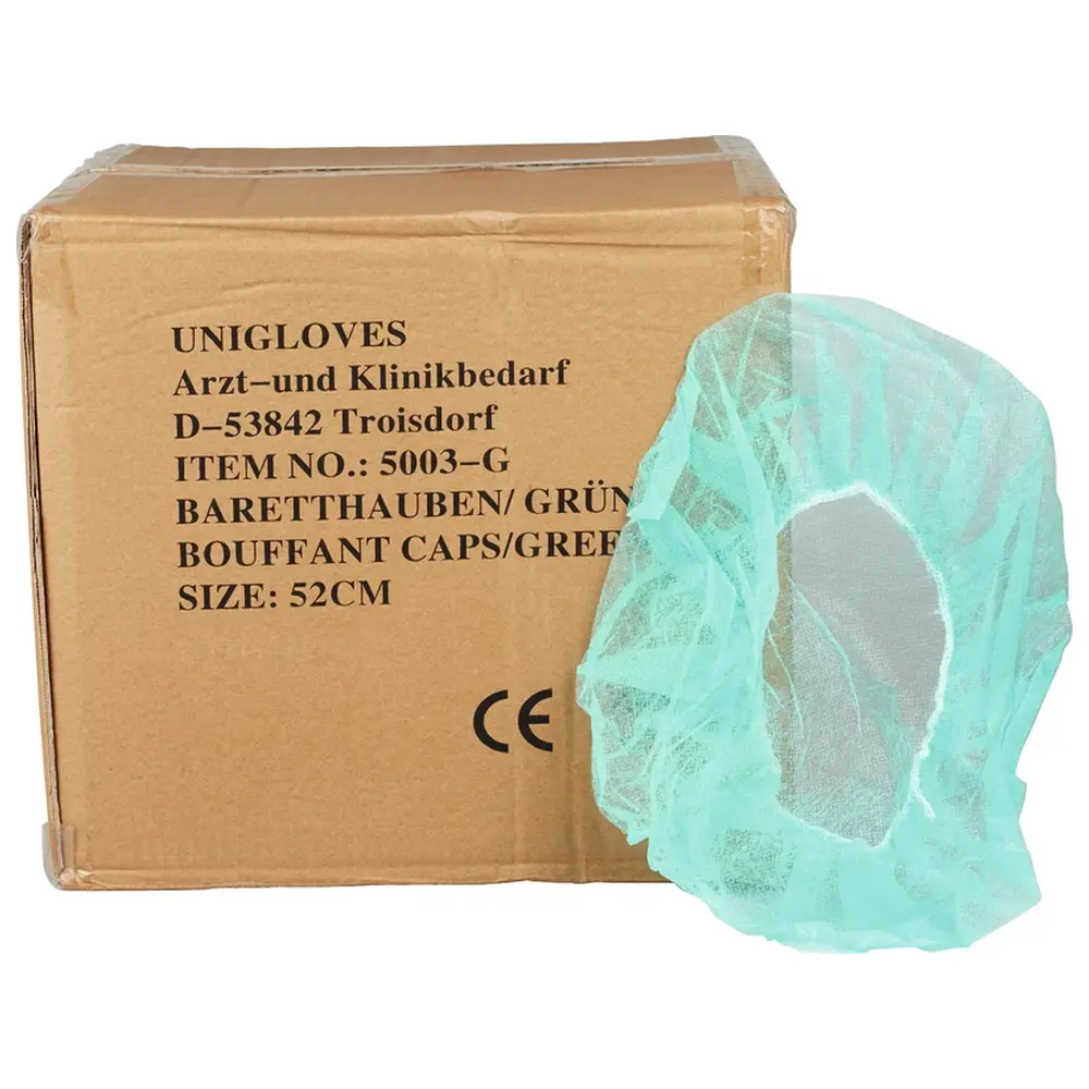 Unigloves Baretthauben - Beutel 1.000 Stück grün, Ø 52 cm