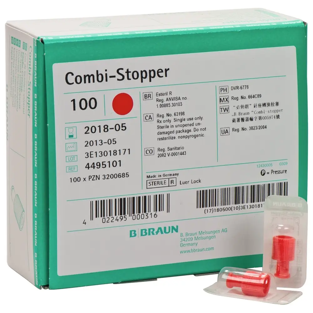 B. Braun Combi-Stopper-Verschlusskonen - Packung 100 Stück rot
