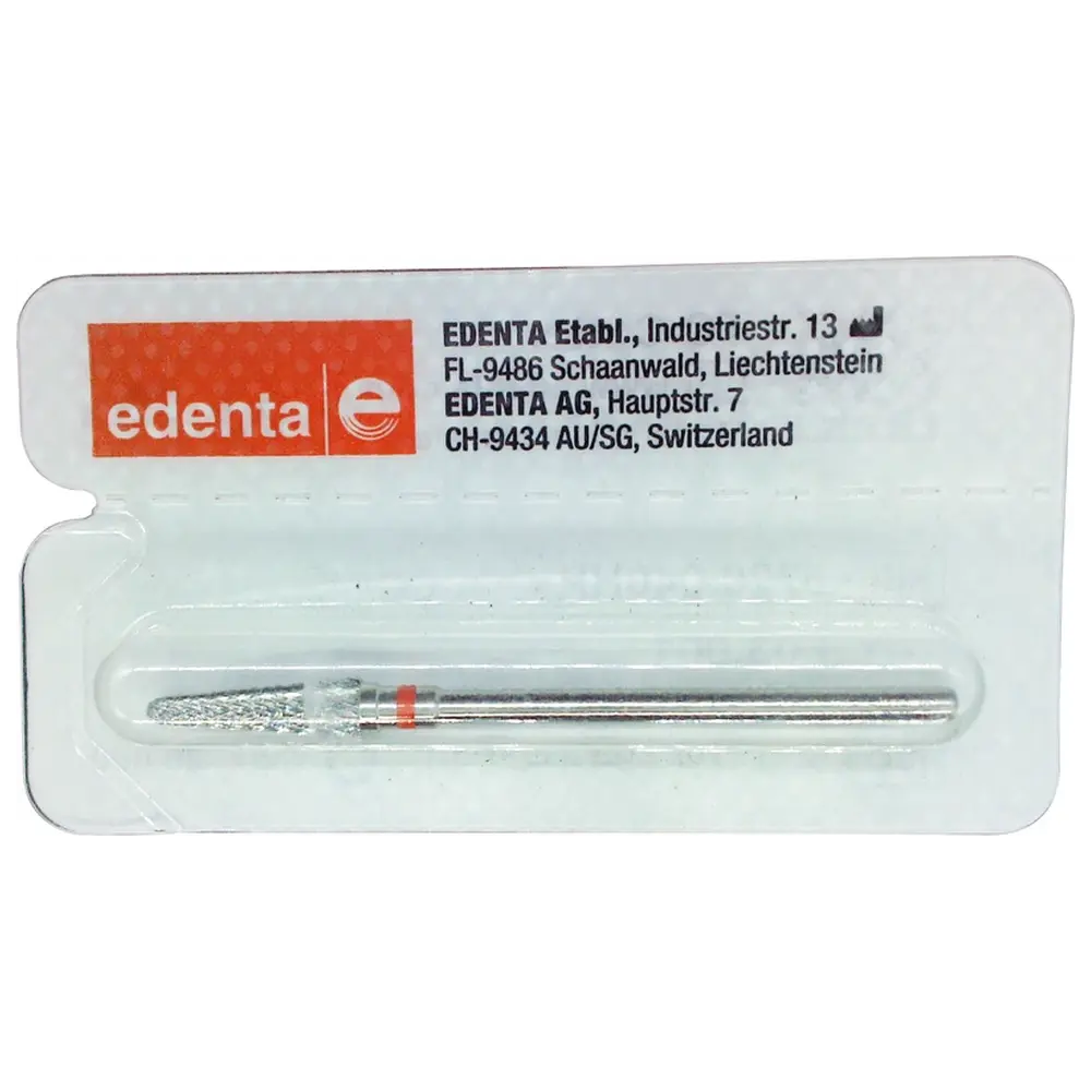 Edenta HM-Fräser Schliff 20 - Stück Kreuzverzahnung, rot fein, HP, Figur 194, 14 mm, ISO 040