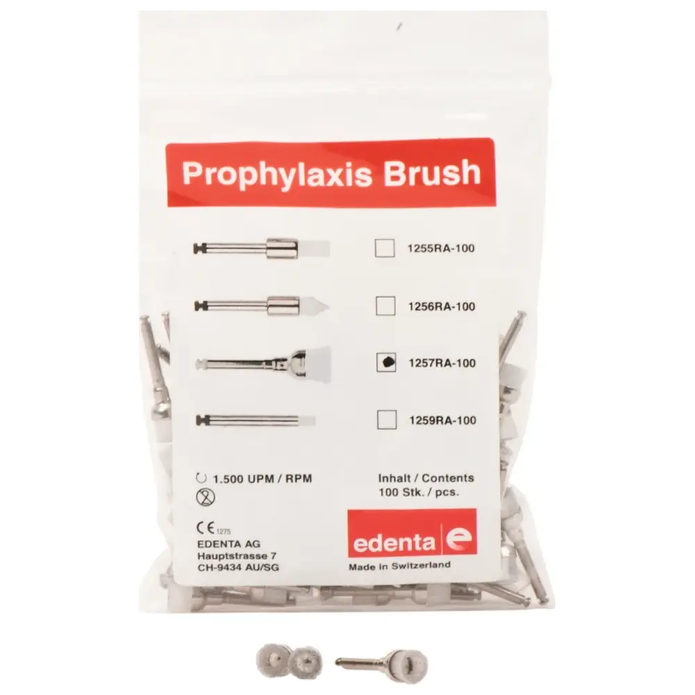 Edenta Prophylaxe Bürste - Packung 100 Stück weiß, ISO 060, RA