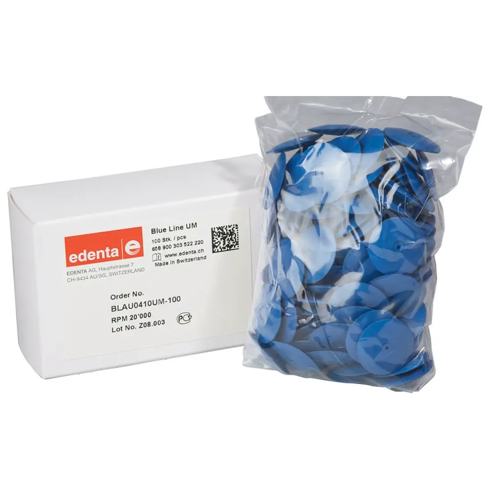 Edenta Blue Line - Packung 100 Stück unmontiert, blau, Figur 303, 3 mm, ISO 220