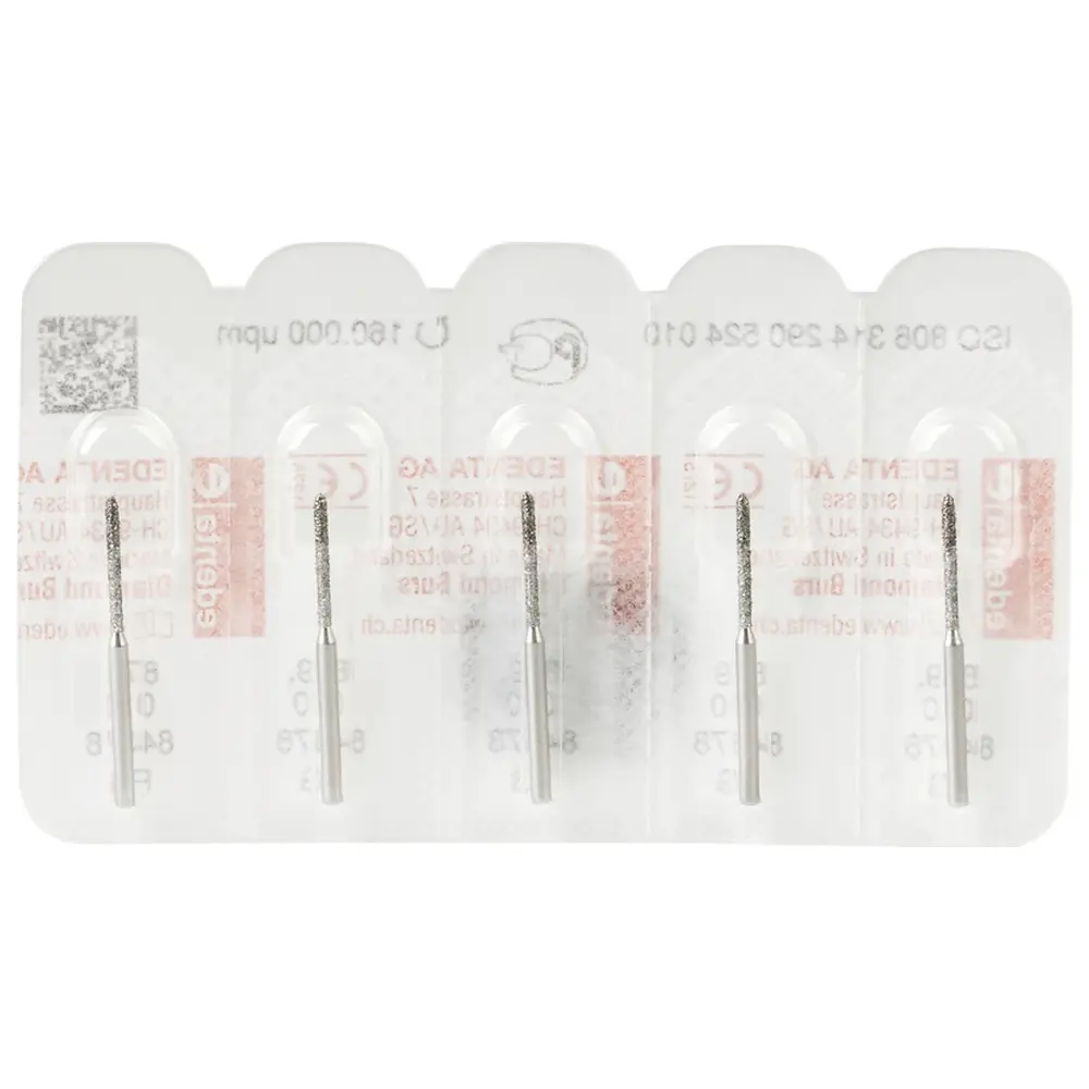 Edenta Diamanten 879 - Packung 5 Stück Standard, FG, Figur 290 Torpedo zylindrisch, 10 mm, ISO 010