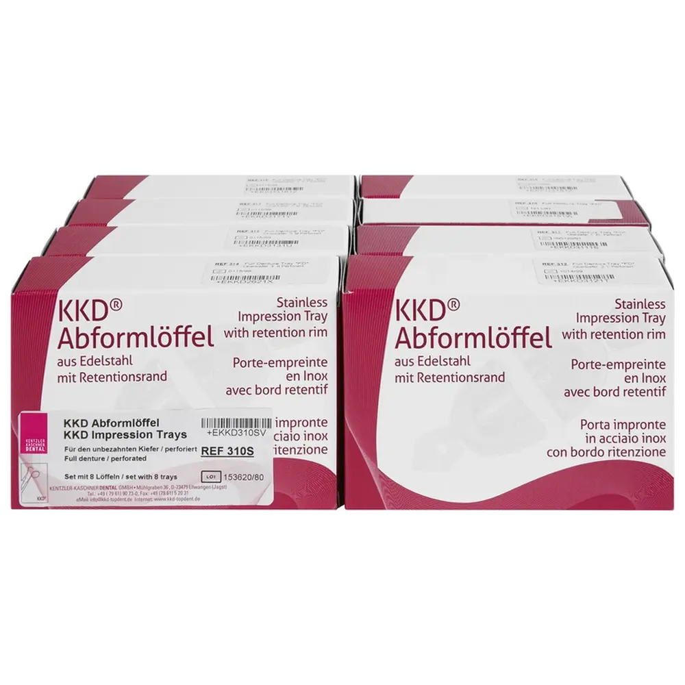 Kentzler-Kaschner KKD® Abformlöffel unbezahnt - Satz 8 Stück perforiert