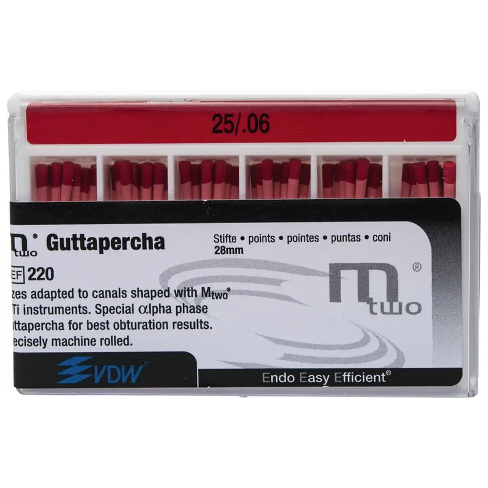 VDW Mtwo® Guttapercha - Packung 60 Stück Taper.06, ISO 025