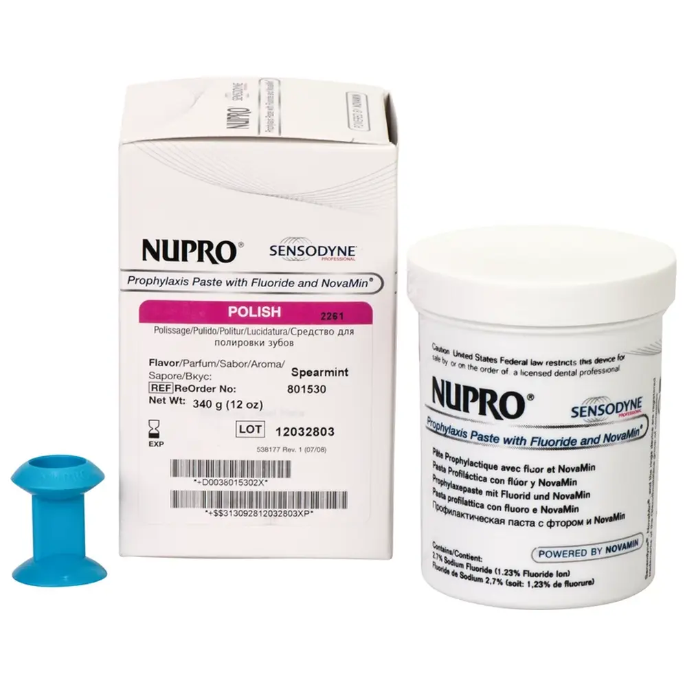 Dentsply Sirona NUPRO® mit NovaMin® - Packung 340 g Polierpaste mit Fluorid, Prophy Grip, Minze
