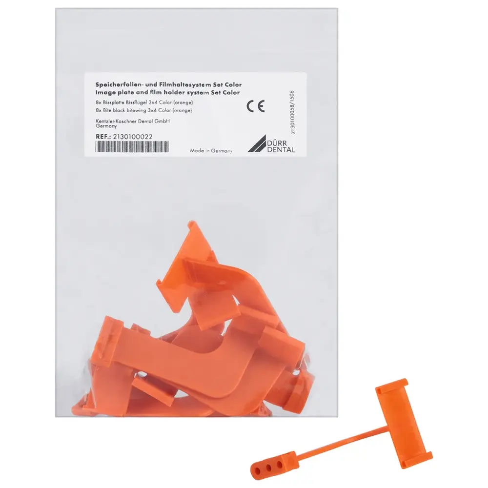 Dürr Dental VistaRay Sensorhalter - Packung 8 Bissplatten Bissflügel 3 x 4, orange, Größe 2