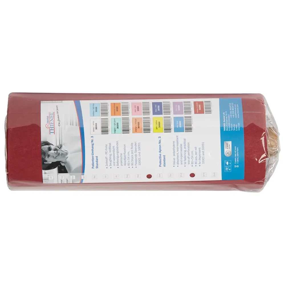 THIENEL Dental Patientenumhang Nr. 3 - Rolle 80 Stück weinrot, 60 x 54 cm