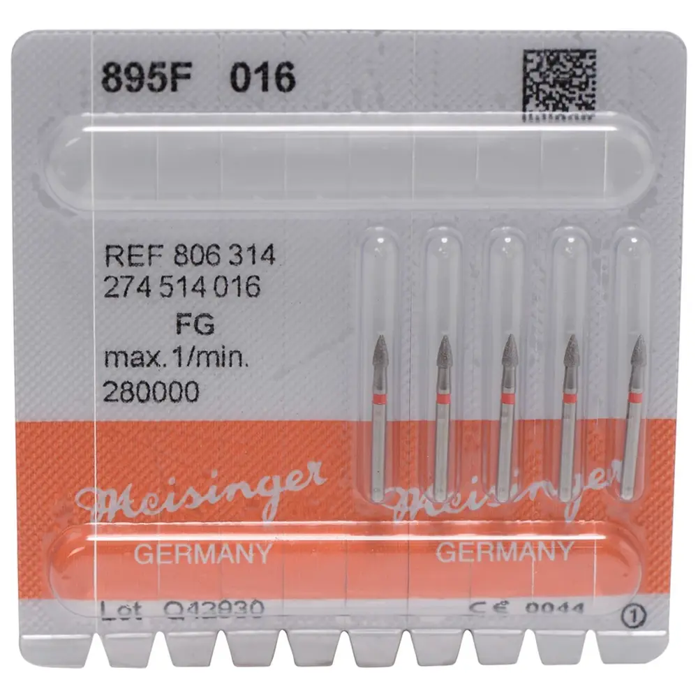 Hager & Meisinger Diamanten 895 - Packung 5 Stück rot fein, FG, Figur 274 Granate, 3,5 mm, ISO 016