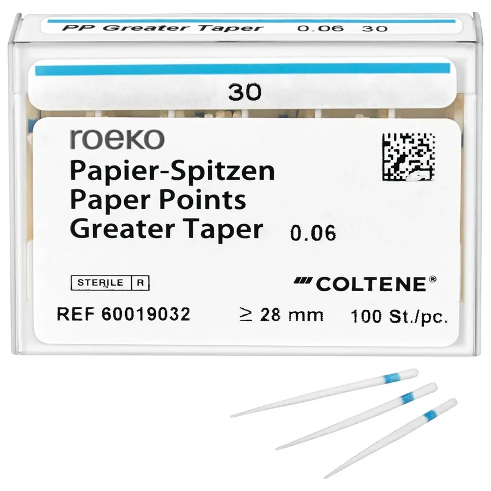 COLTENE roeko Papier-Spitzen Greater Taper - Packung 100 Stück Taper.06 ISO 030
