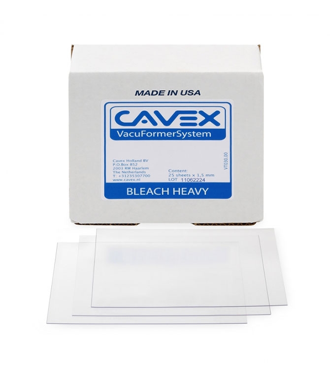 Cavex Bleach Heavy - Packung 25 Stück transparent, Stärke 1,5 mm Cavex Bleach Heavy - Packung 25 Stück transparent, Stärke 1,5 mm