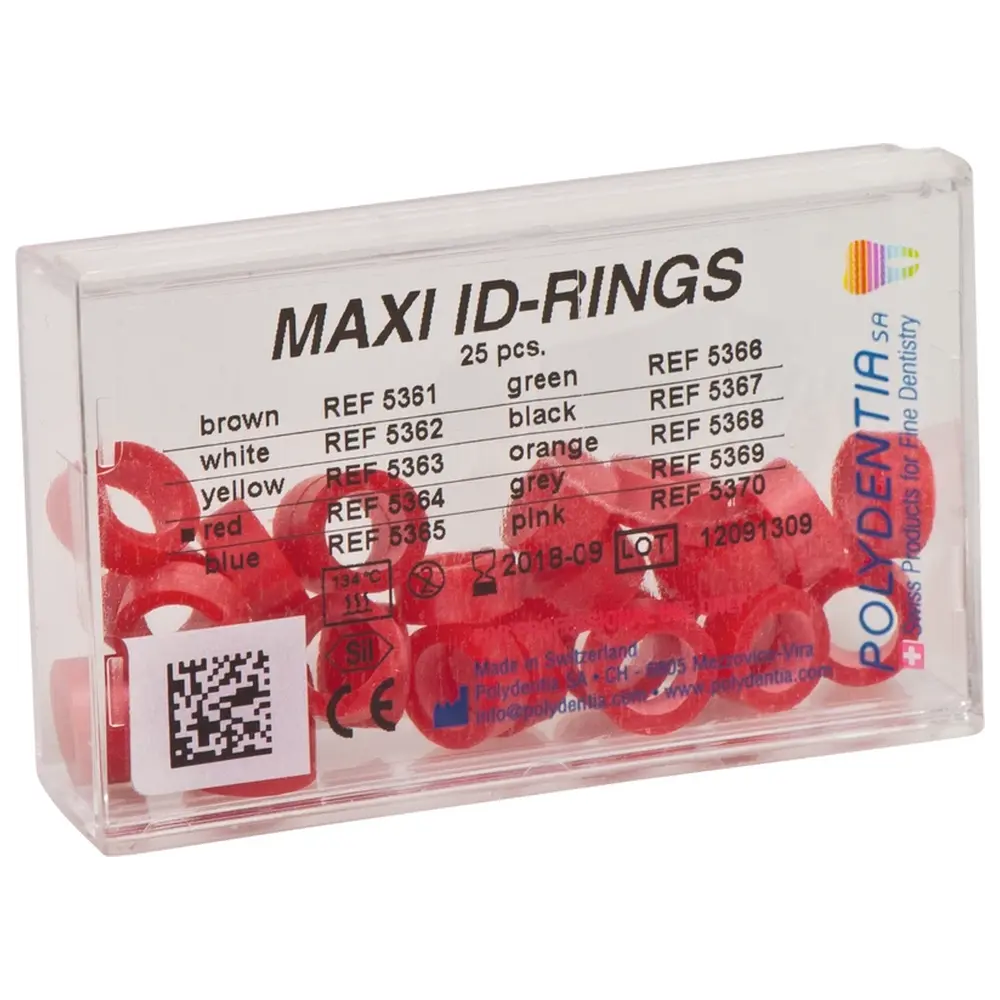 Polydentia SA ID Ringe - Packung 25 Stück Maxi rot