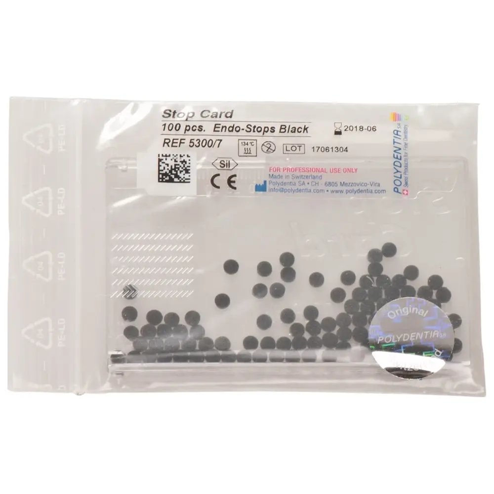 Polydentia SA Endo Stops - Packung 100 Endo-Stopper schwarz, 1 Stop-card