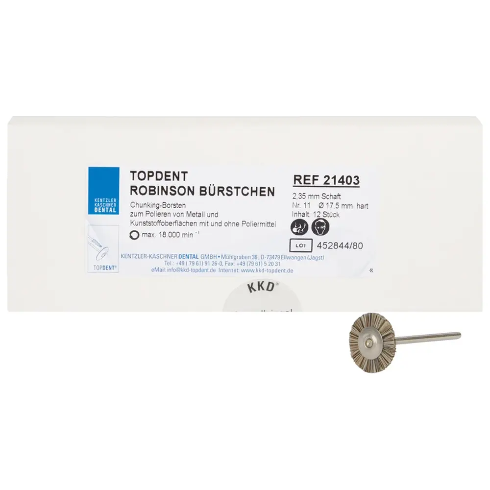 Kentzler-Kaschner Polierbürsten Robinson - Packung 12 Stück HP, Nr. 11 hart, 17 mm