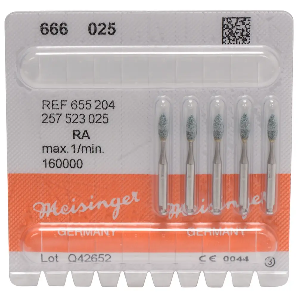 Hager & Meisinger Keramische Schleifer 666 - Packung 5 Stück grün mittel, RA, Figur 257, 6,5 mm, ISO 025