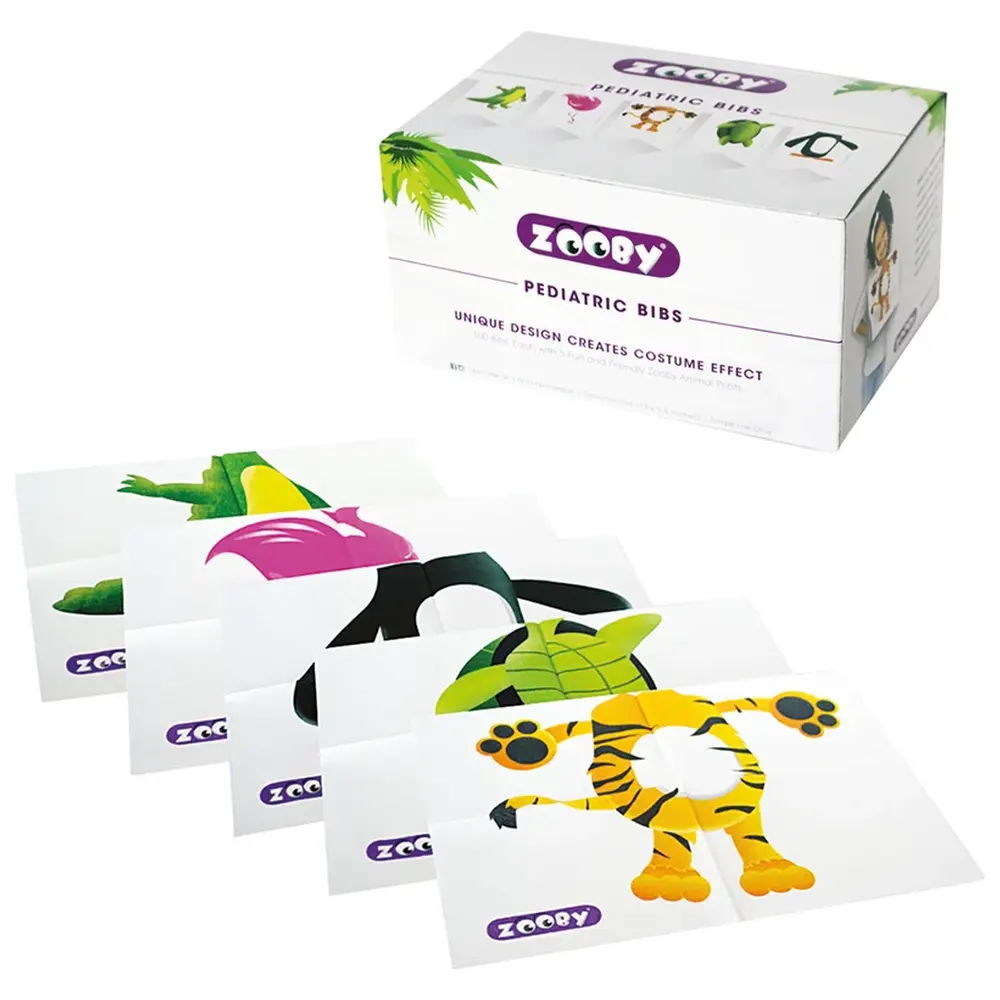 Young Dental Zooby® Patientenservietten für Kinder - Packung 100 Stück 5 Motive