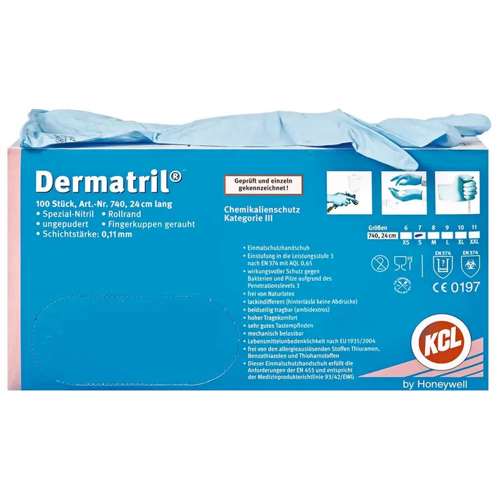 Dentaurum Dermatril® Einmal-Schutzhandschuhe - Packung 100 Stück puderfrei, blau, S