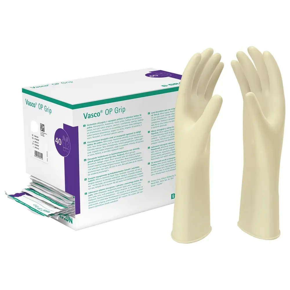 B. Braun Vasco® OP Grip - Packung 40 Paar puderfrei, naturweiß, Größe 7