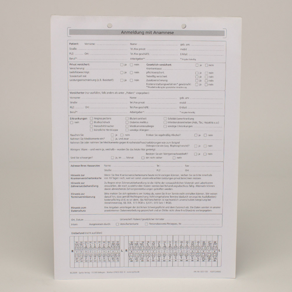 Anmeldung + Anamnese A4-130 100St