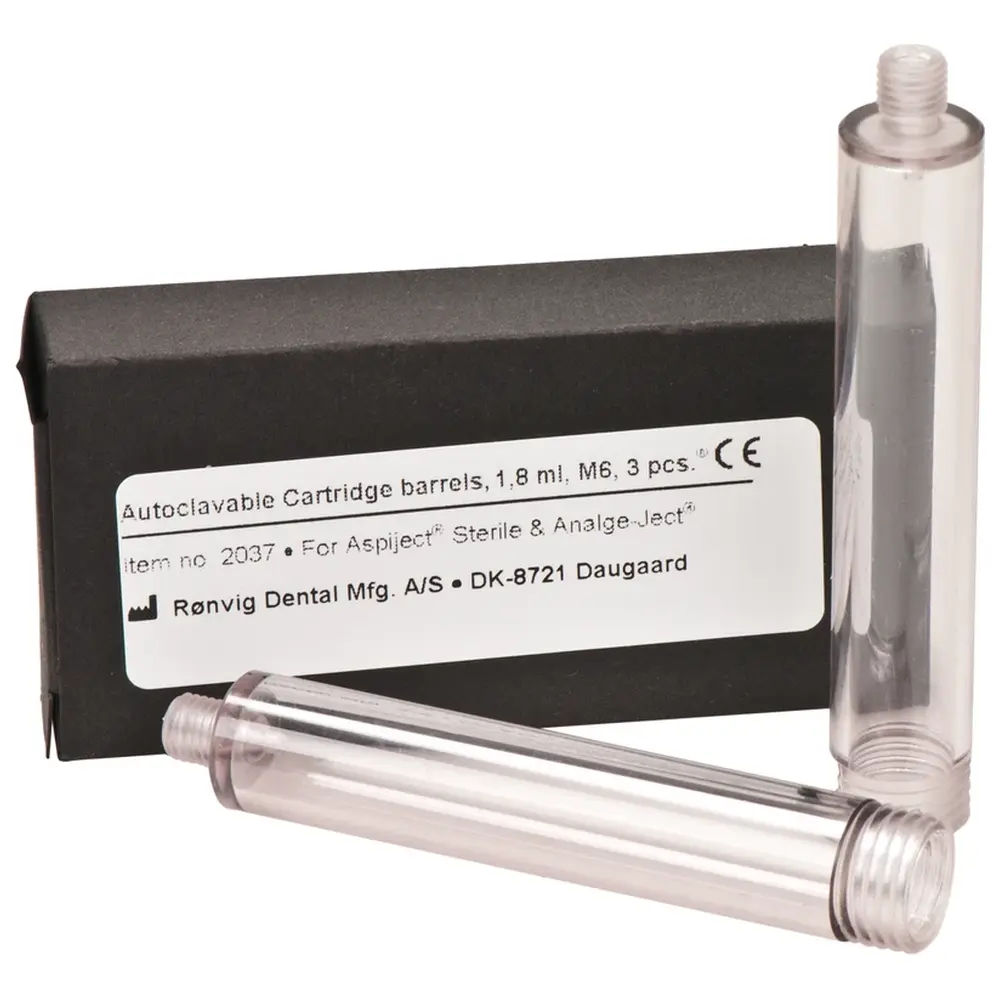 Ronvig ASPIJECT® - Packung 3 x transparente Kunststoff-Schraubhülsen für Aspiject SIS, autoklavierbar