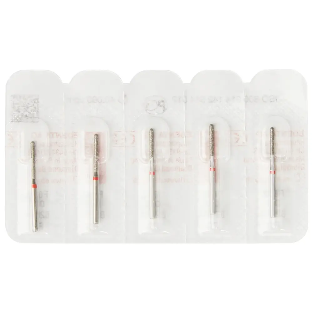 Edenta Diamanten 882 - Packung 5 Stück rot fein, FG, Figur 142 Zylinder rund, 10 mm, ISO 012