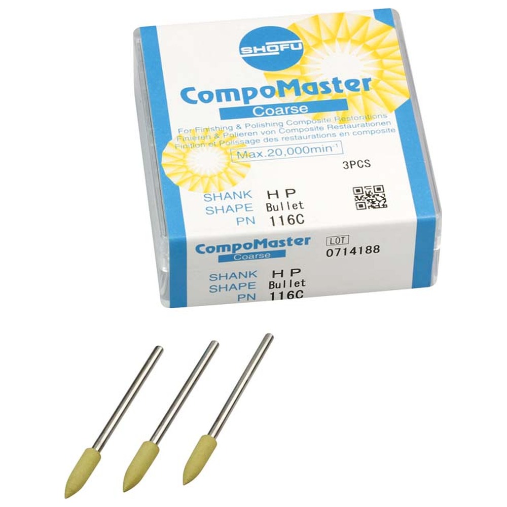 SHOFU CompoMaster - Packung 3 Stück hellgelb, HP gelb/weiß, Figur Walze, ISO 040