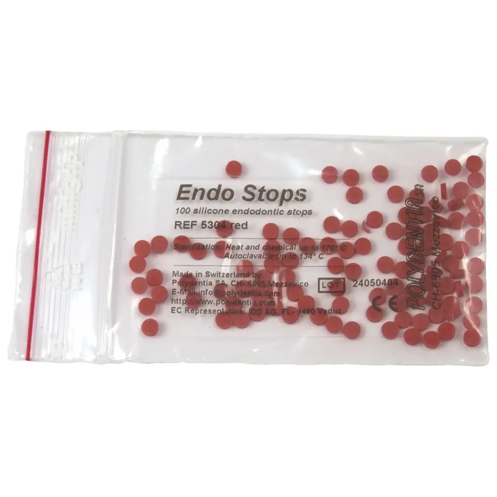 Polydentia SA Endo Stops - Packung 100 Endo-Stopper rot
