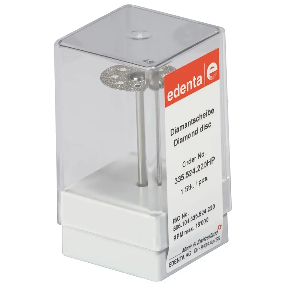 Edenta Diamantscheibe 335 - Stück perforiert, blau standard, HP, Figur 335, 0,3 mm, ISO 220