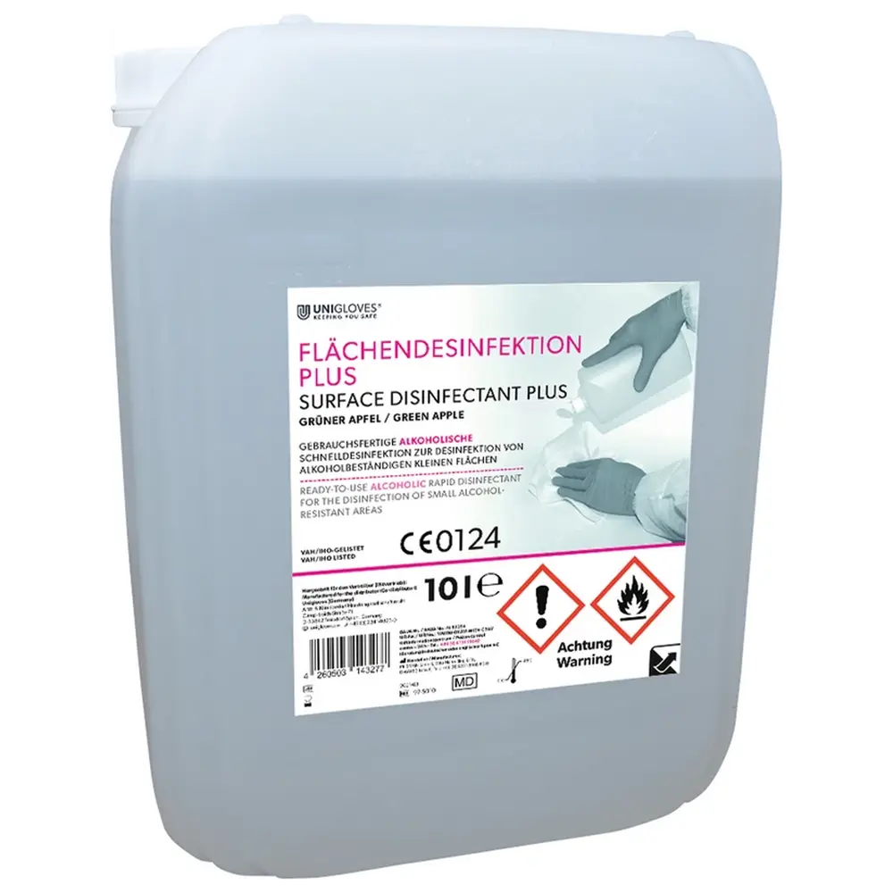 UNIGLOVES Flächendesinfektion PLUS - Kanister 10 Liter grüner Apfel