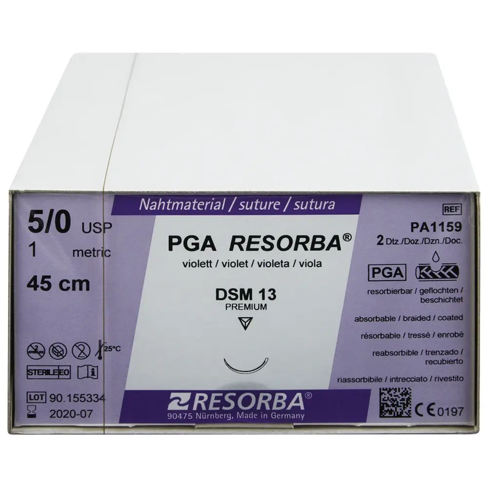 Resorba Medical RESORBA® PGA - Packung 24 Stück, violett, 45 cm, DSM13, USP 5/0