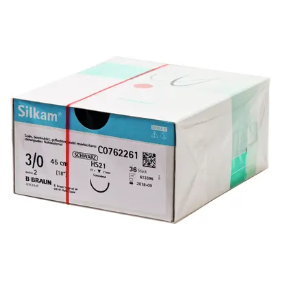 B. Braun Surgical S.A. SILKAM schwarz HS21 3/0 45cm 2 Pa 36