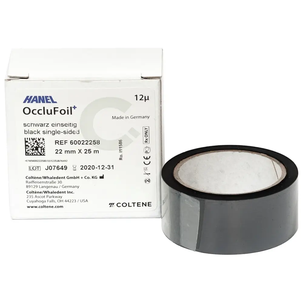 COLTENE HANEL OccluFoil+, einseitig 12µ - Rolle 25 m schwarz, 22 mm breit, PET