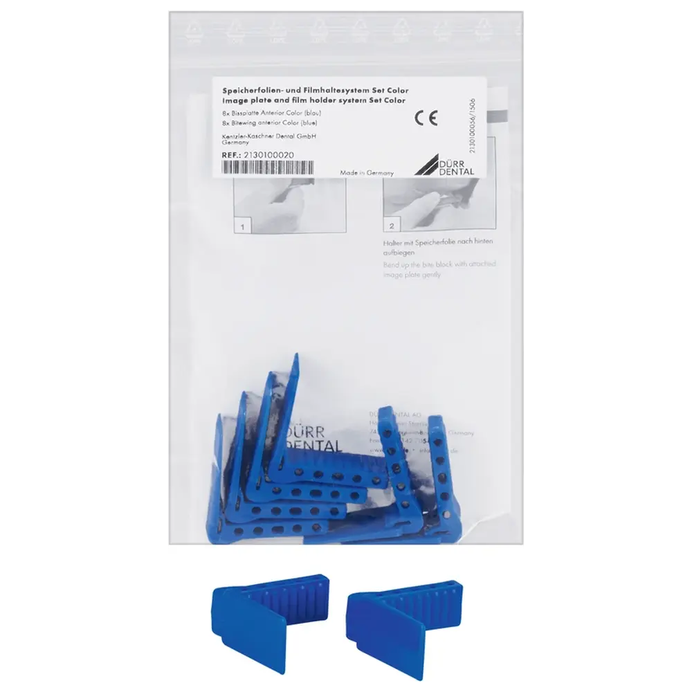 Dürr Dental VistaRay Sensorhalter - Packung 8 Bissplatten Anterior, blau
