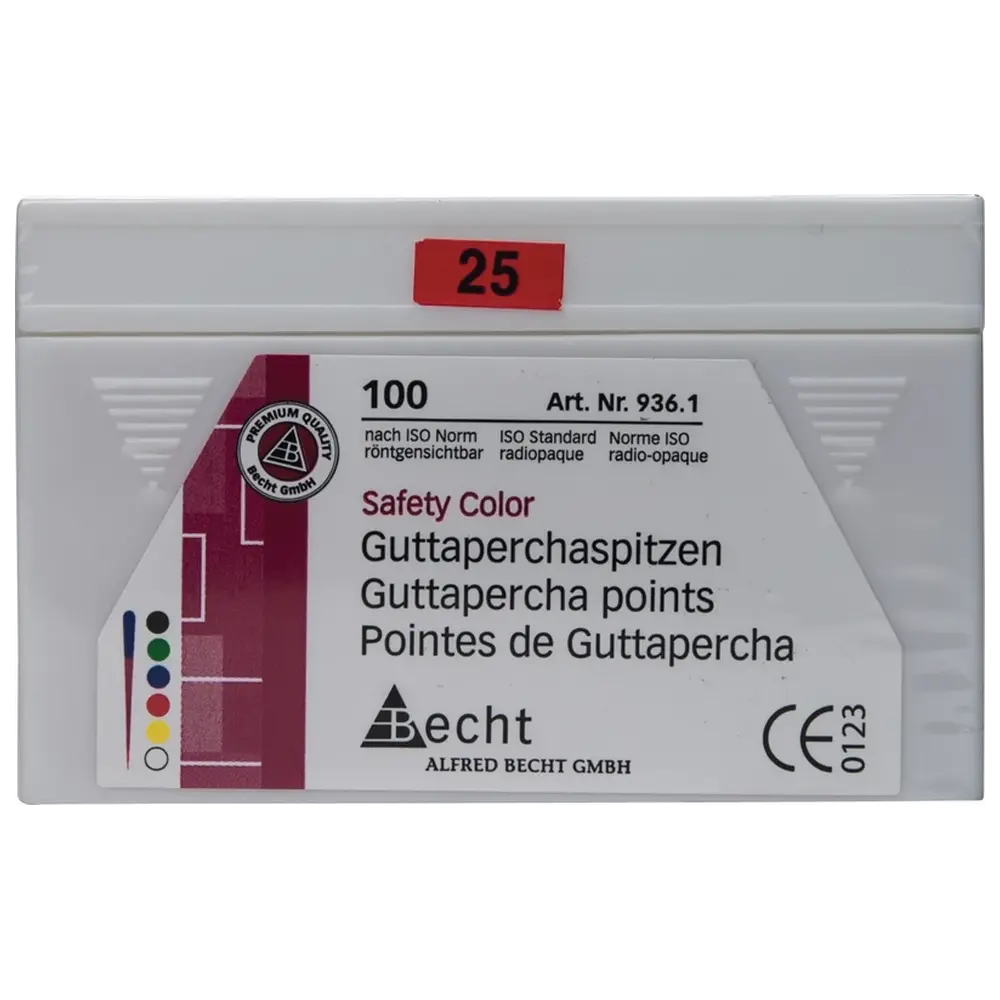 Becht Guttaperchaspitzen Safety Color - Packung 100 Stück ISO 025