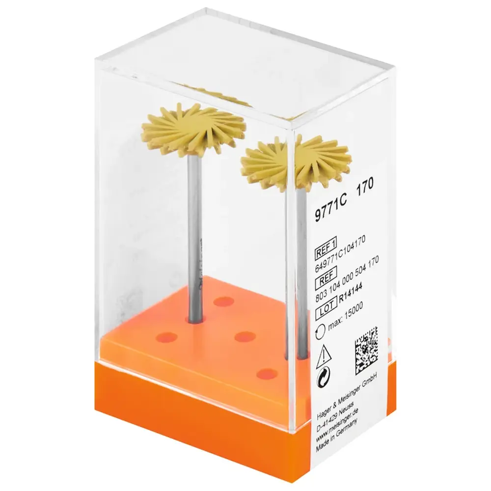 Hager & Meisinger Diamantpolierer 9771 - Packung 2 Stück gelb extra fein, HP, Figur Twist, 1,6 mm, ISO 170