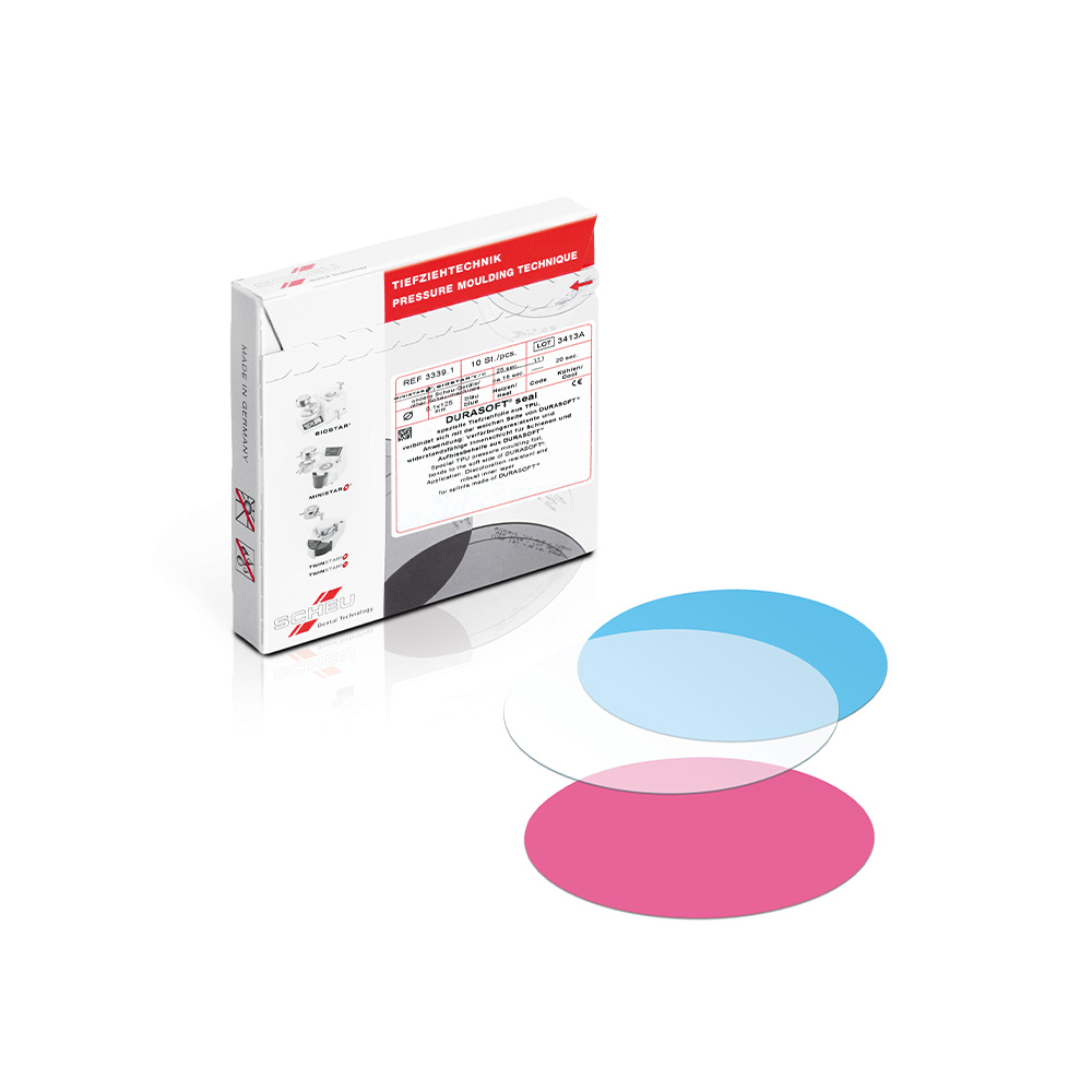SCHEU-DENTAL DURASOFT® seal - Packung 10 Stück magenta, Ø 125 mm, Stärke 0,1 mm