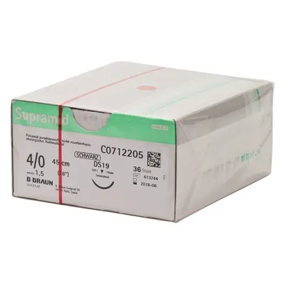 B. Braun Surgical S.A. SUPRAMID schwarz DS--19 4/0 45cm 1,5 Pa 36