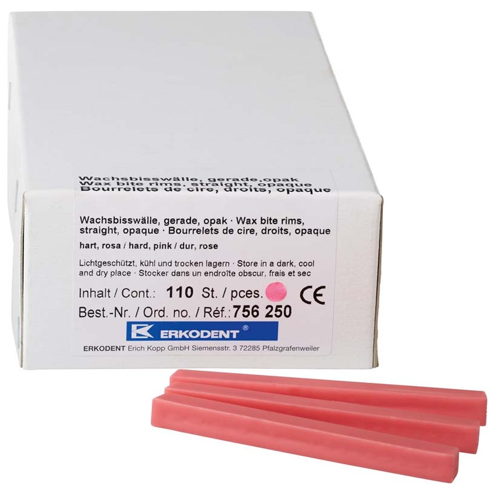 ERKODENT Wachsbisswälle gerade - Packung 110 Stück hart, rosa