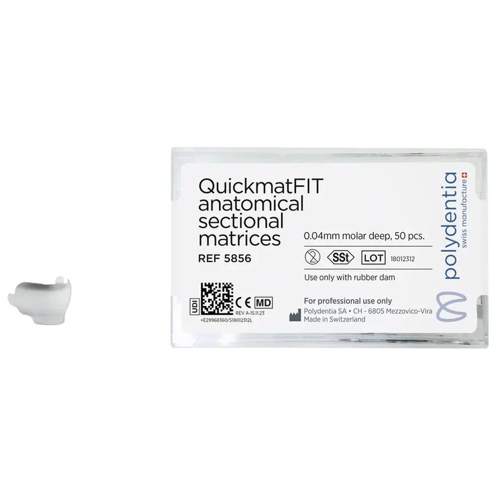 Polydentia SA QuickmatFIT Teilmatrizen - Packung 50 Stück Stärke 0,04 mm, Molar deep