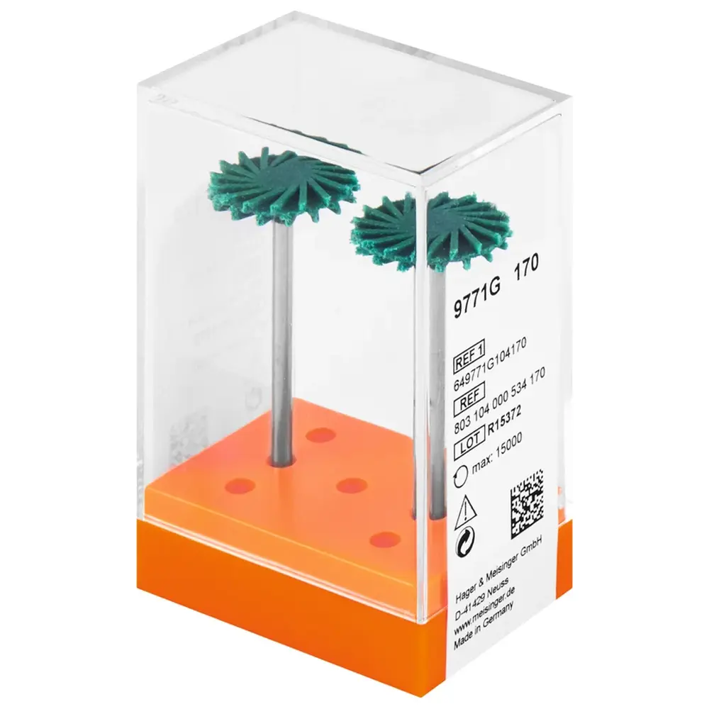 Hager & Meisinger Diamantpolierer 9771 - Packung 2 Stück grün grob, HP, Figur Twist, 1,6 mm, ISO 170