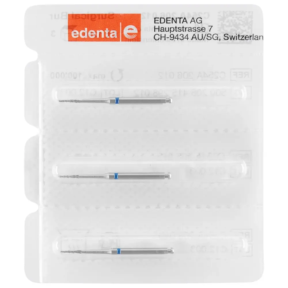 Edenta Chirurgie Knochenfräser C254A - Packung 3 Stück RA XL, Figur 415 , 6 mm, ISO 012