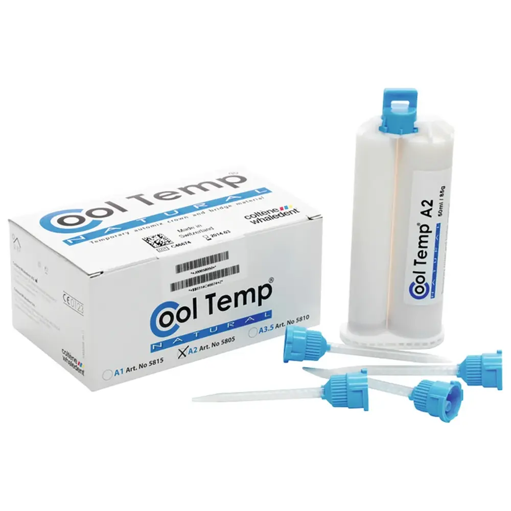 COLTENE Cool Temp® NATURAL - Packung 50 ml Doppelkartusche A2, 10 Mischkanülen blau
