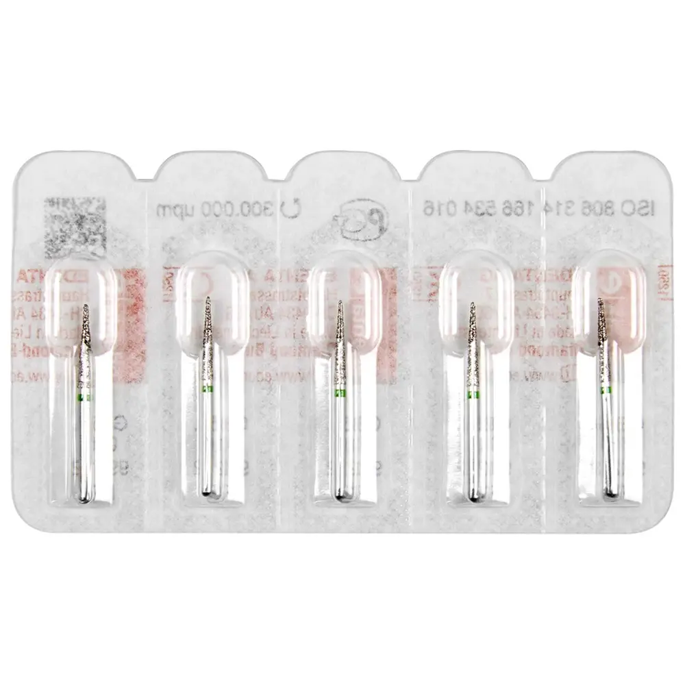Edenta Diamanten 859 - Packung 5 Stück grün grob, FG, Figur 166 Konus Spitze, 10 mm, ISO 016