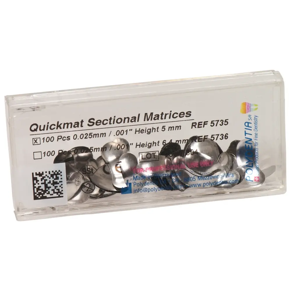 Polydentia SA Quickmat DELUXE - Nachfüllpackung 100 Teilmatrizen Stärke 0,025 mm, bombiert, Prämolar