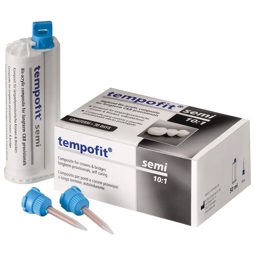 DETAX tempofit® semi - Standardpackung 50 ml Doppelkartusche A3,5, 10 T-Mixer blau, 10:1
