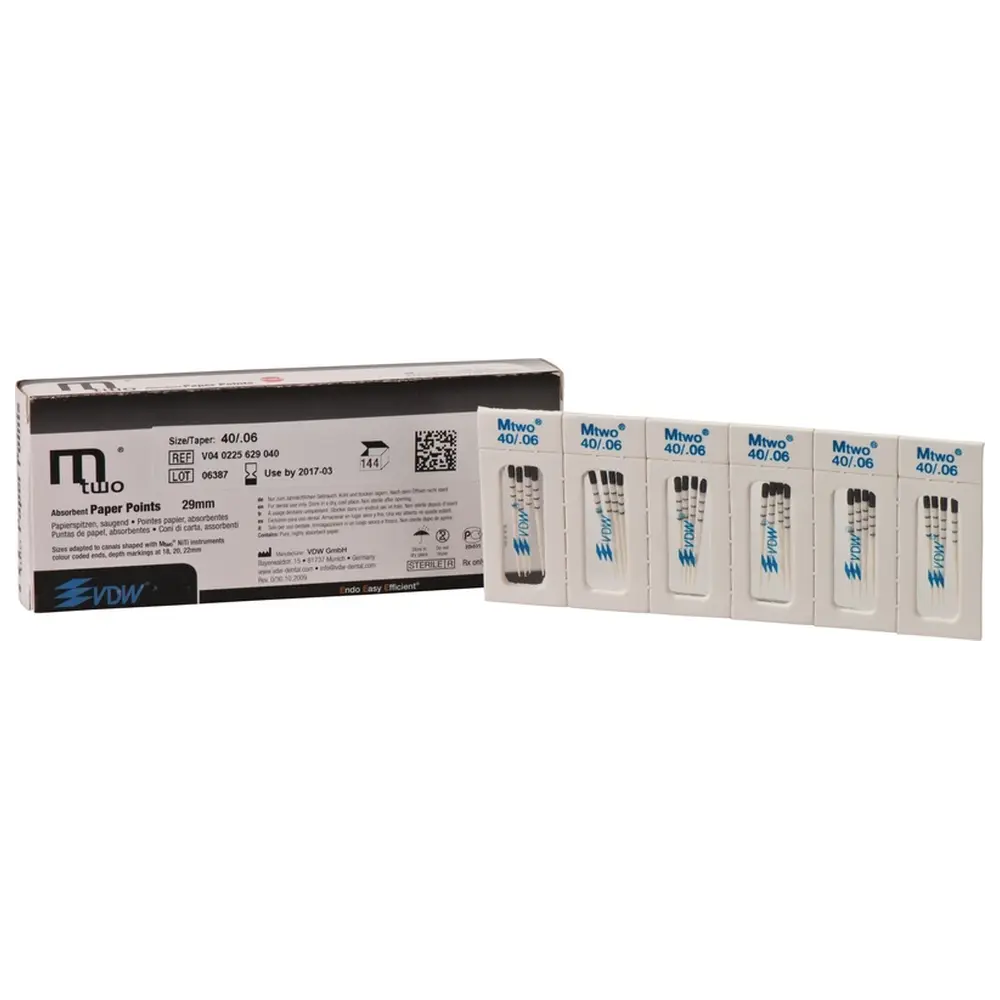 VDW Mtwo® Papierspitzen - Packung 144 Stück 29 mm, Taper.06, ISO 040