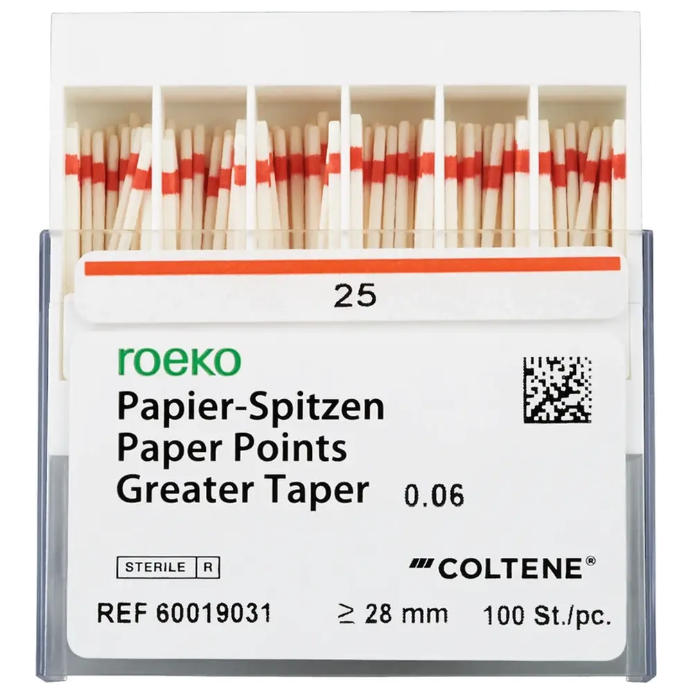 COLTENE roeko Papier-Spitzen Greater Taper - Packung 100 Stück Taper.06 ISO 025