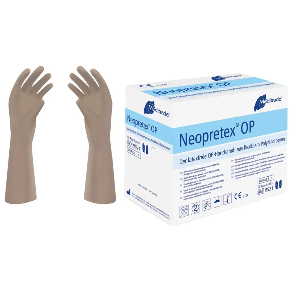 Meditrade Neopretex® OP - Packung 50 Paar puderfrei, braun, Größe 6