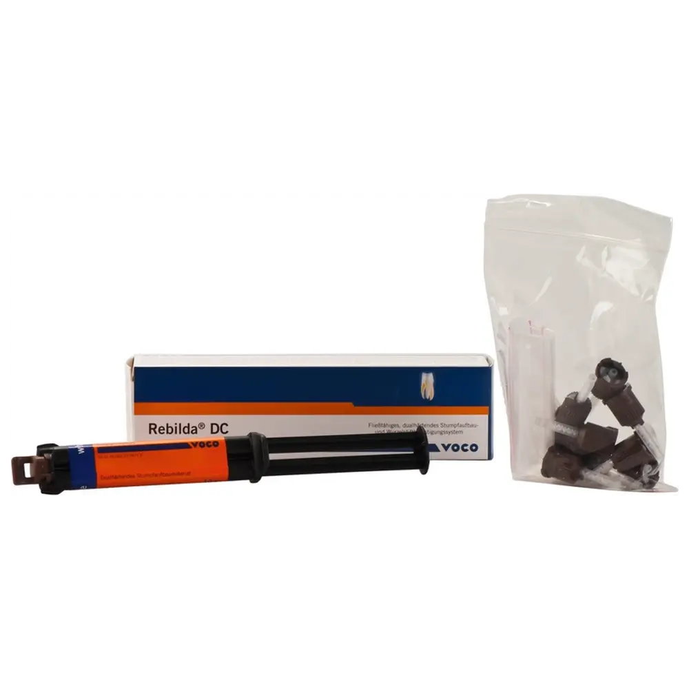 VOCO Rebilda® DC - Packung 10 g QuickMix Spritze weiß, Mischkanülen Typ 11, Applikationsaufsätze Typ 4