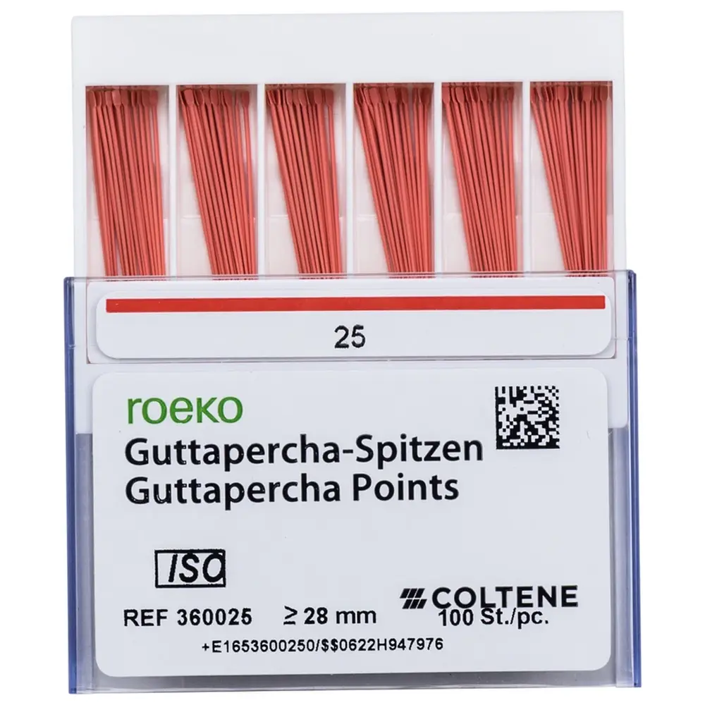 COLTENE roeko Guttapercha Spitzen - Packung 100 Stück ISO 025