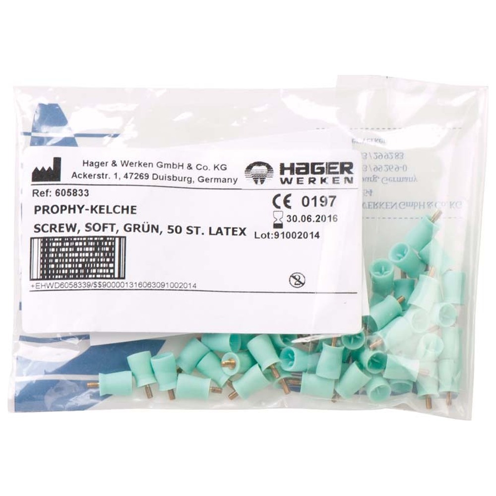 Hager & Werken Prophy-Cup® - Packung 50 Stück grün soft, schraubbar